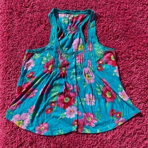Aeropostale Turquoise Floral Tank Top